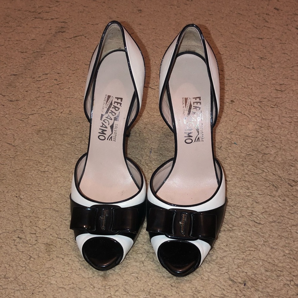 Salvatore Ferragamo Black & White Heels - Picture 2 of 4